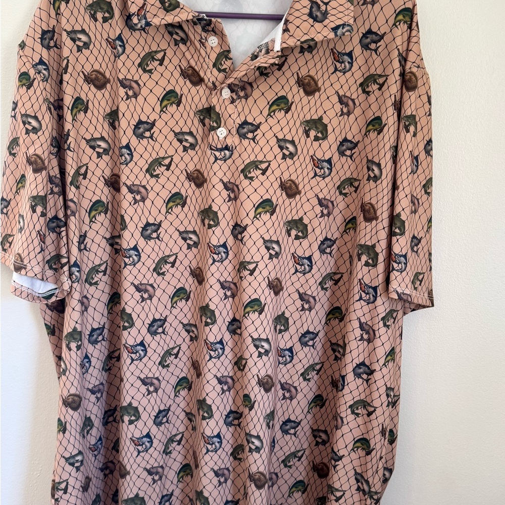 Men's Casual Patterned Shirt - Tan and Green
